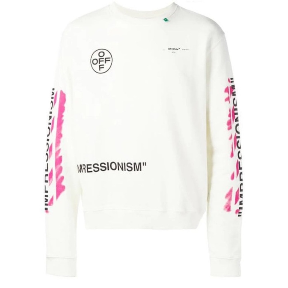 OFF WHITE
DIAG STENCIL CREWNECK SWEATSHIRT WITH IMPRESSIONISM LETTERING PRINT